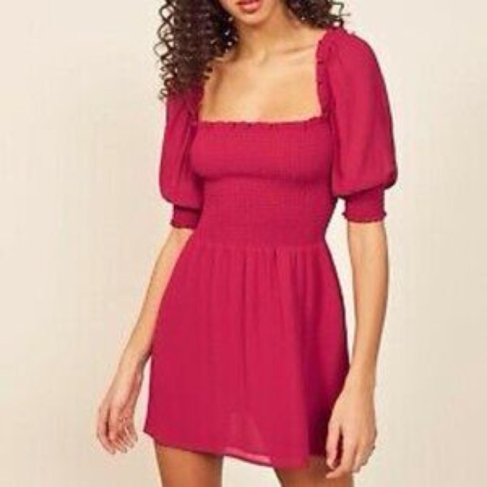Reformation Elle Dress Rhubarb (109)